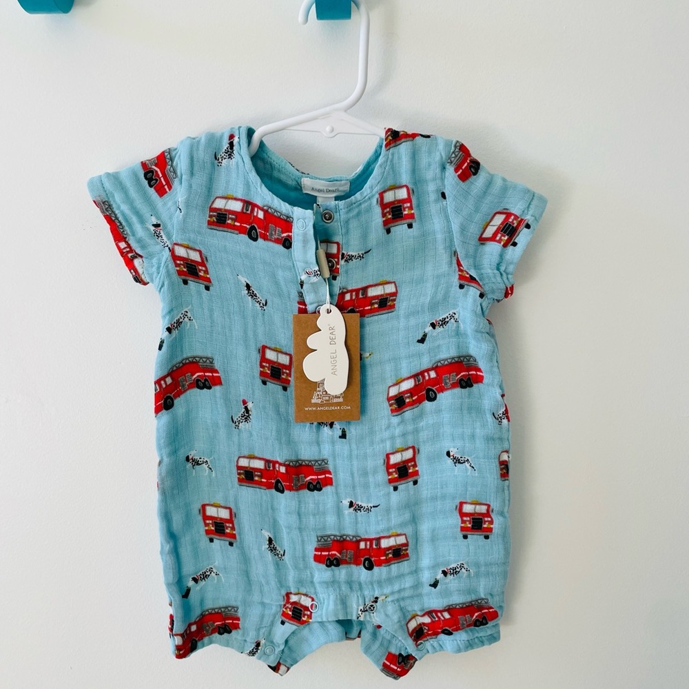 Angel dear firefighter short sleeve romper 3-6 month - Picture 1 of 3